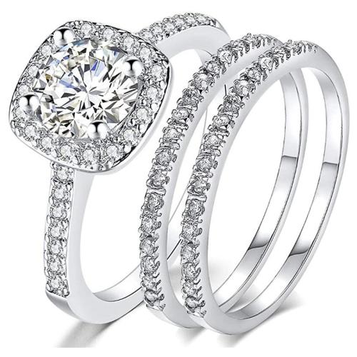 Цирконий Micro Pave Латунь палец кольцо, Другое покрытие, три части & разный размер для выбора & инкрустированное микро кубического циркония & Женский, продается указан