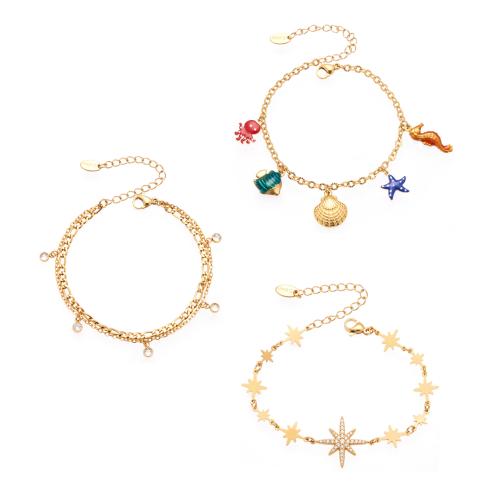 Cubic Zirconia Micro Pave Ensembles de bijoux en acier inoxydable, Acier inoxydable 304, Placage, bijoux de mode & pavé de micro zircon & pour femme, plus de couleurs à choisir, Vendu par PC