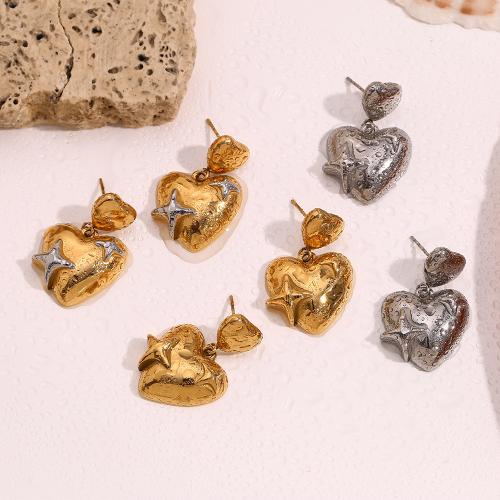Boucle d'oreille goutte inox, Acier inoxydable 304, coeur, Placage, bijoux de mode & pour femme, plus de couleurs à choisir, Vendu par paire