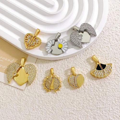 Cubic Zirconia Micro Pave Brass Pendant, plated, DIY & micro pave cubic zirconia & enamel 