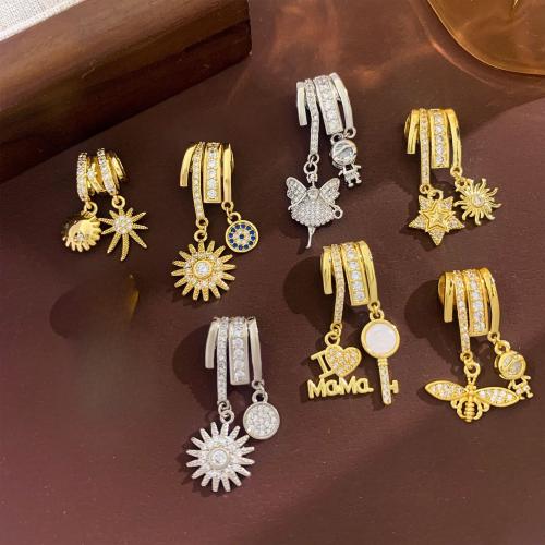 Befestigter Zirkonia Messing Anhänger, plattiert, DIY & Micro pave Zirkonia & Emaille, keine, verkauft von PC[