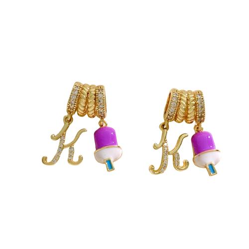 Cubic Zirconia Micro Pave Brass Pendant, DIY & micro pave cubic zirconia & enamel 