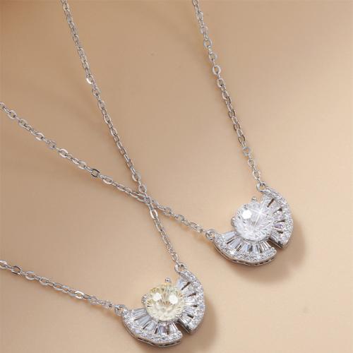 Латунь Ожерелье, с 1.6inch наполнитель цепи, платье, Другое покрытие, инкрустированное микро кубического циркония & Женский, Много цветов для выбора, длина:Приблизительно 15.4 дюймовый, продается PC