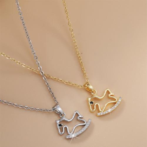 Латунь Ожерелье, с 1.6inch наполнитель цепи, качалка лошадь, Другое покрытие, Овальный цепь & инкрустированное микро кубического циркония & Женский & отверстие, Много цветов для выбора, длина:Приблизительно 15.4 дюймовый, продается PC