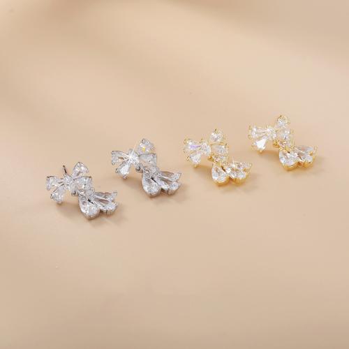 Messing Tropfen Ohrring, plattiert, Micro pave Zirkonia & für Frau, keine, 10x16.5mm, verkauft von Paar