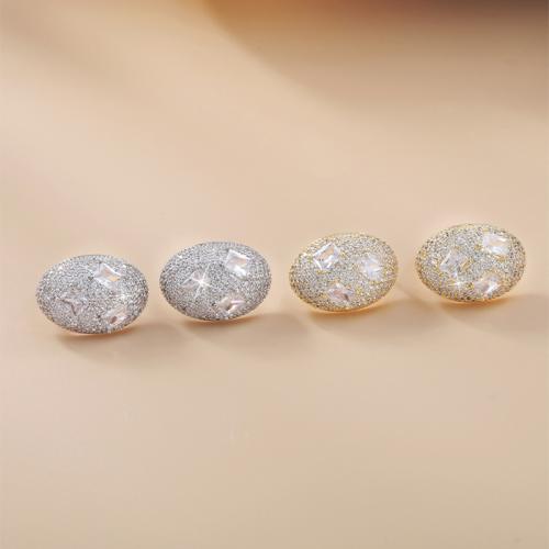Messing Ohrstecker, Tropfen, plattiert, Micro pave Zirkonia & für Frau, keine, 12x16.5mm, verkauft von Paar