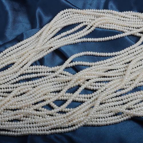Naturel d'eau douce perles, perle d'eau douce cultivée, ovale plat, DIY, blanc, 4-5mm cm, Vendu par brin