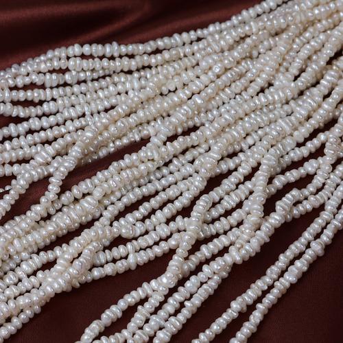 Naturel d'eau douce perles, perle d'eau douce cultivée, Irrégulière, DIY, blanc, 3-4mm cm, Vendu par brin