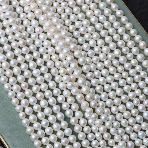 Naturel d'eau douce perles, perle d'eau douce cultivée, Baroque, DIY, blanc, 5-6mm cm, Vendu par brin