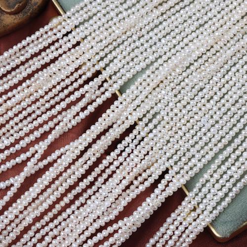Perle comme Pommes de terre perles d'eau douce, perle d'eau douce cultivée, Légèrement rond, DIY, blanc, 2-2.5mm cm, Vendu par brin