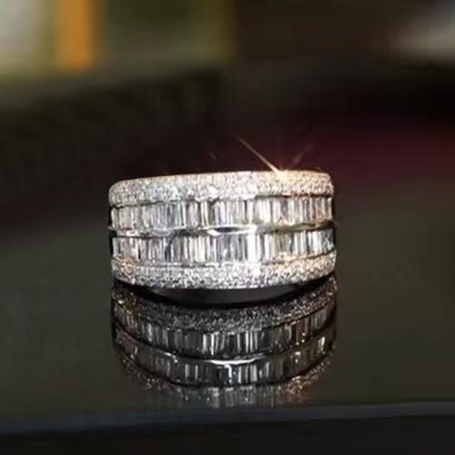 Цирконий Micro Pave Латунь палец кольцо, Другое покрытие, разный размер для выбора & инкрустированное микро кубического циркония & Женский, продается PC