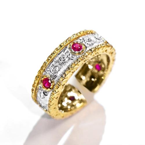 Цирконий Micro Pave Латунь палец кольцо, Другое покрытие, разный размер для выбора & инкрустированное микро кубического циркония & Женский & двухцветный, Много цветов для выбора, продается PC