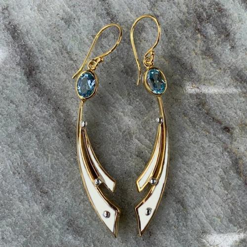 Emaille Zink Legierung Tropfen Ohrring, Zinklegierung, mit Kristall, plattiert, für Frau & hohl, verkauft von Paar