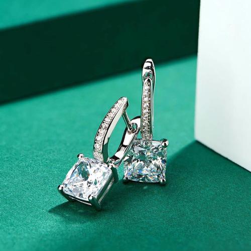 Befestiger Zirkonia Messing Ohrring, Quadrat, plattiert, Modeschmuck & Micro pave Zirkonia & für Frau, verkauft von Paar