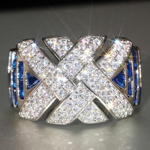 Цирконий Micro Pave Латунь палец кольцо, Другое покрытие, разный размер для выбора & инкрустированное микро кубического циркония & Женский & эмаль, продается PC