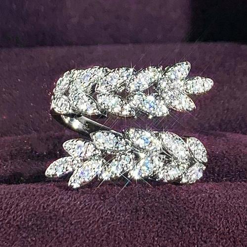 Цирконий Micro Pave Латунь палец кольцо, Другое покрытие, инкрустированное микро кубического циркония & Женский & отверстие, продается PC