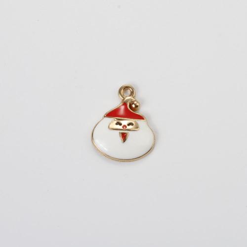 Zinc Alloy Christmas Pendants, Santa Claus, gold color plated, DIY & enamel, mixed colors 