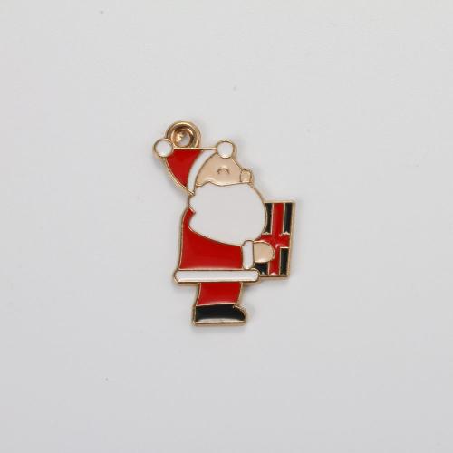 Zinc Alloy Christmas Pendants, Santa Claus, gold color plated, DIY & enamel, mixed colors 