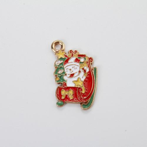 Zinc Alloy Christmas Pendants, gold color plated, Christmas Design & DIY & enamel, mixed colors 