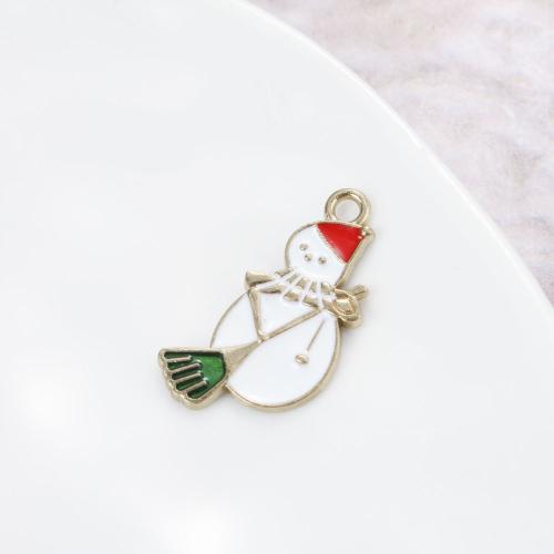 Zinc Alloy Christmas Pendants, Snowman, gold color plated, Christmas Design & DIY & enamel, mixed colors 
