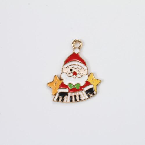 Zinc Alloy Christmas Pendants, Santa Claus, gold color plated, DIY & enamel, mixed colors 