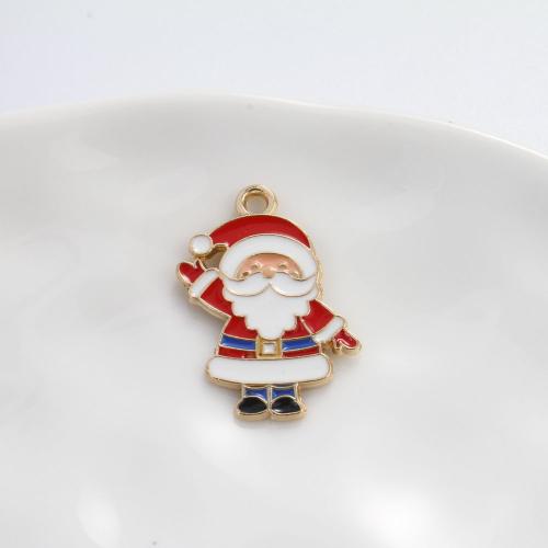 Zinc Alloy Christmas Pendants, Santa Claus, gold color plated, DIY & enamel, mixed colors 