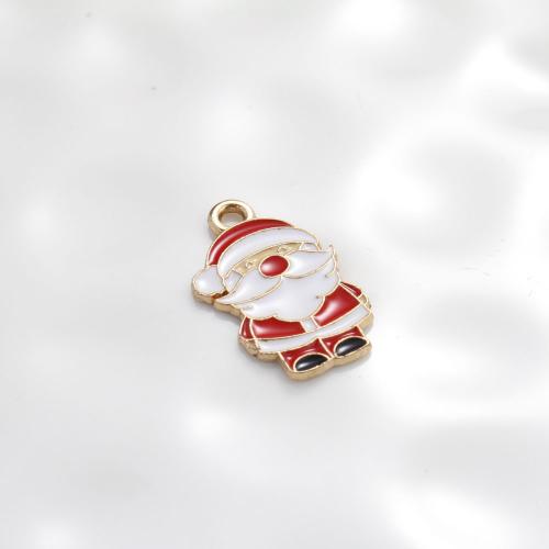 Zinc Alloy Christmas Pendants, Santa Claus, gold color plated, DIY & enamel, mixed colors 
