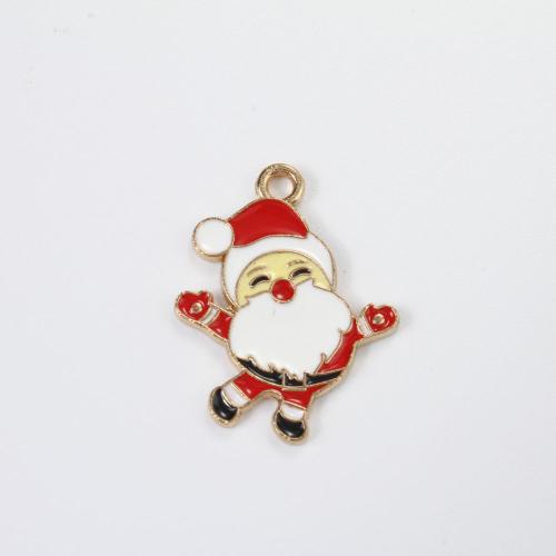 Zinc Alloy Christmas Pendants, Santa Claus, gold color plated, DIY & enamel, mixed colors 