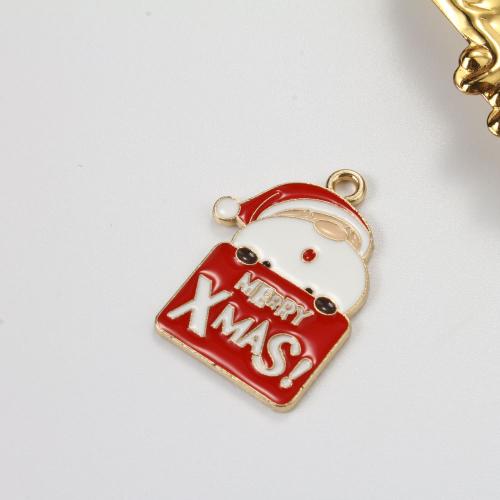 Zinc Alloy Christmas Pendants, gold color plated, DIY & enamel, mixed colors 