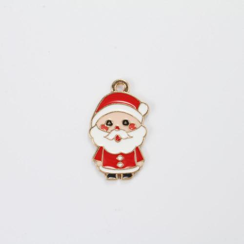 Zinc Alloy Christmas Pendants, Santa Claus, gold color plated, DIY & enamel, mixed colors 