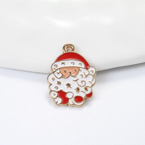 Zinc Alloy Christmas Pendants, Santa Claus, gold color plated, DIY & enamel, mixed colors 