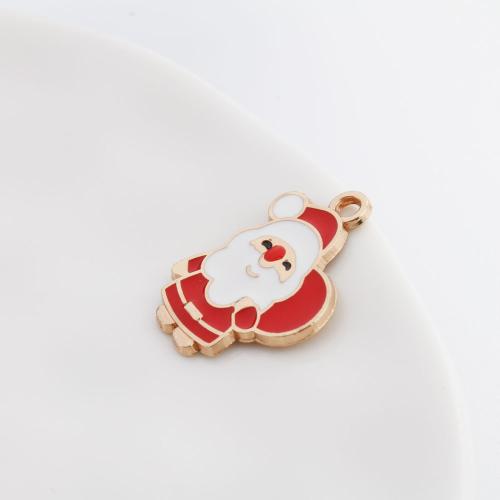 Zinc Alloy Christmas Pendants, Santa Claus, gold color plated, DIY & enamel, mixed colors 