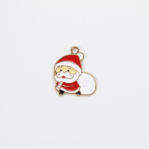 Zinc Alloy Christmas Pendants, Santa Claus, gold color plated, DIY & enamel, mixed colors 
