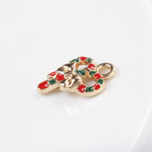 Zinc Alloy Christmas Pendants, gold color plated, DIY & enamel, mixed colors 
