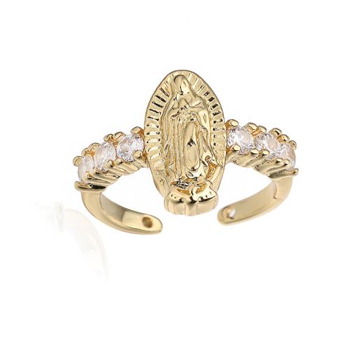 Цирконий Micro Pave Латунь палец кольцо, 18K позолоченный, инкрустированное микро кубического циркония & Женский, продается PC