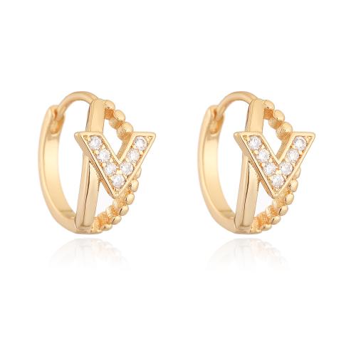 Befestiger Zirkonia Messing Ohrring, plattiert, Micro pave Zirkonia & für Frau & hohl, keine, verkauft von Paar