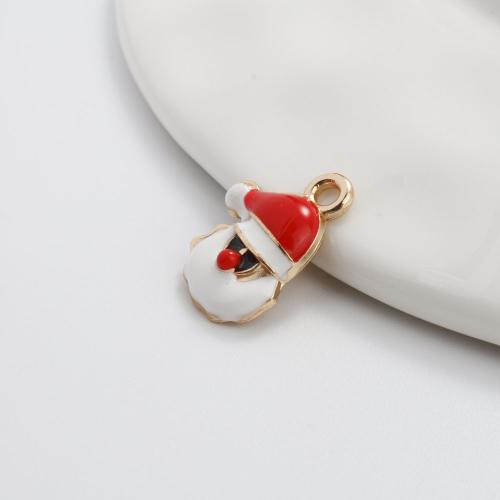 Zinc Alloy Christmas Pendants, Santa Claus, gold color plated, DIY & enamel, mixed colors 