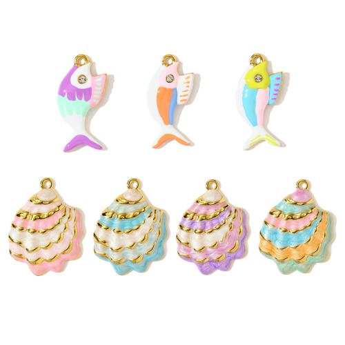 Emaille Edelstahl Anhänger, 304 Edelstahl, goldfarben plattiert, DIY & mit Strass, goldfarben, 3PCs/Tasche, verkauft von Tasche