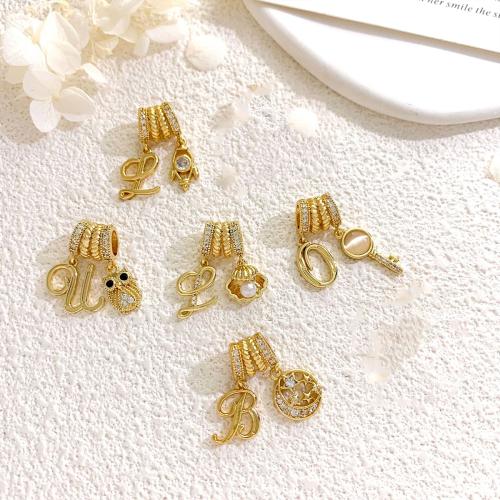 Cubic Zirconia Micro Pave Brass Pendant, plated, DIY & micro pave cubic zirconia 