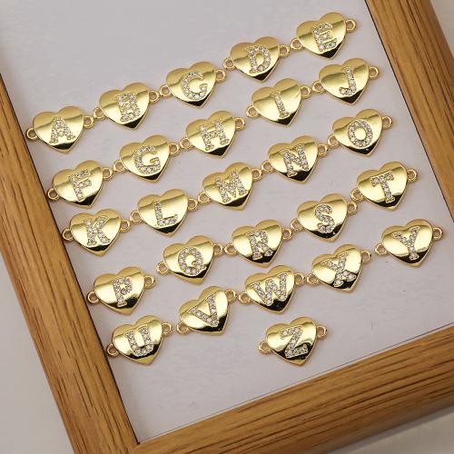 Цирконий Микро вымощает Латунный разъем, Латунь, Алфавитное письмо, плакирован золотом, DIY & инкрустированное микро кубического циркония, Много цветов для выбора, продается PC