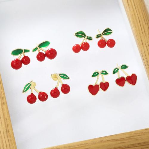 Латуни Стад Серьги, Латунь, Алфавитное письмо, плакирован золотом, ювелирные изделия моды & эмаль, Много цветов для выбора, продается Пара