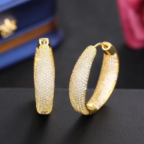 Befestiger Zirkonia Messing Ohrring, plattiert, Modeschmuck & Micro pave Zirkonia & für Frau, keine, verkauft von Paar