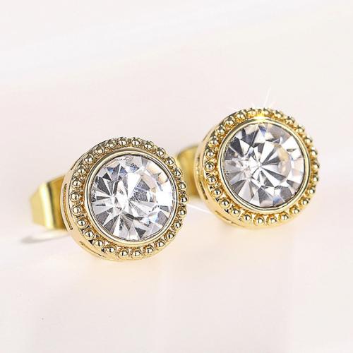 Befestiger Zirkonia Messing Ohrring, rund, plattiert, Modeschmuck & Micro pave Zirkonia & für Frau, verkauft von Paar