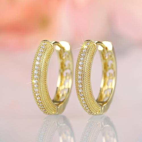 Befestiger Zirkonia Messing Ohrring, plattiert, Modeschmuck & Micro pave Zirkonia & für Frau, verkauft von Paar