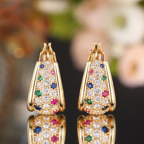 Befestiger Zirkonia Messing Ohrring, plattiert, Modeschmuck & Micro pave Zirkonia & für Frau, verkauft von Paar