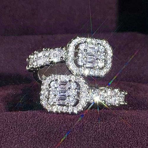 Цирконий Micro Pave Латунь палец кольцо, Другое покрытие, инкрустированное микро кубического циркония & Женский & отверстие, продается PC