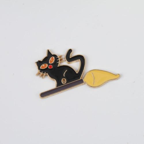 Pendant Halloween Fashion, alliage de zinc, chat, Placage de couleur d'or, Halloween Design & DIY & émail, couleurs mélangées Vendu par PC[