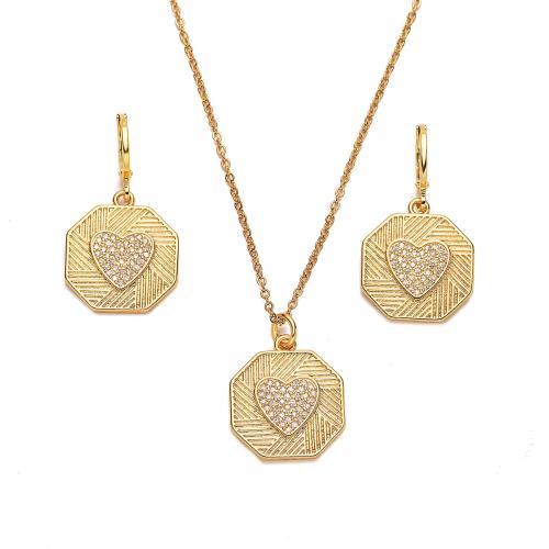 Корень Циркон Микро вымощает латунь ожерелье, Латунь, Другое покрытие, разные стили для выбора & инкрустированное микро кубического циркония & Женский, Золотой, продается PC