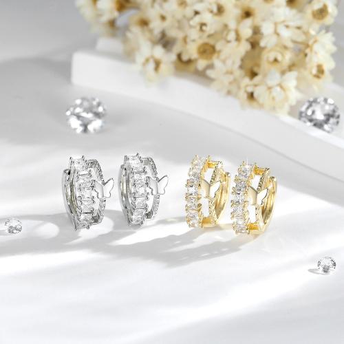 Befestiger Zirkonia Messing Ohrring, plattiert, Modeschmuck & Micro pave Zirkonia, keine, verkauft von Paar