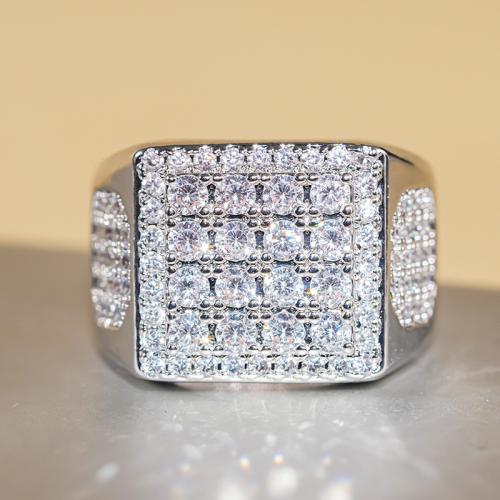 Цирконий Micro Pave Латунь палец кольцо, Другое покрытие, разный размер для выбора & инкрустированное микро кубического циркония & Женский, продается PC